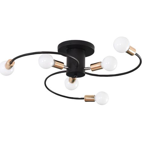 Nouveau plafonnier de chambre d'hôtel créatif et artistique pour salon, lampe tube courbée dorée de luxe, vente en gros sans source lumineuse, entièrement en or (1/5)