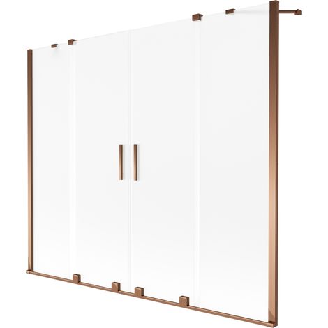 Mexen Velar Duo paravent de baignoire 2 volets coulissants 180 x 150 cm, givre, or rose - 896-180-000-32-60 (1/2)