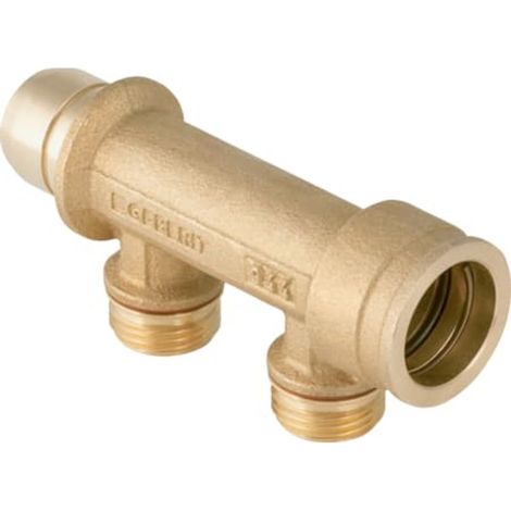 Geberit PushFit Distribuidor con conexión de enchufe y salida de distribuidor para acoplamiento rápido, Longitud 12.4, 653.422.00.1