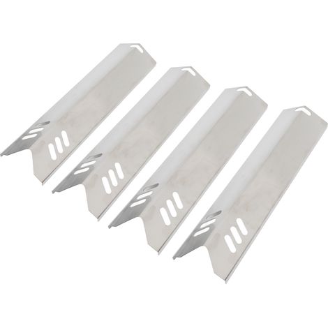 Lot de 4 plaques de protection thermique réglables en acier inoxydable pour brûleurs de four et barbecue à gaz. Déflecteurs de chaleur. (1/5)