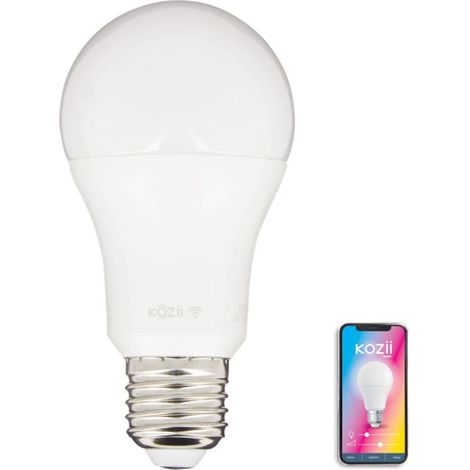 Ampoule LED connectée E27 9W – Éclairage blanc chaud à froid 2700K-6500K – Application Kozii – KE806GRVBCCT