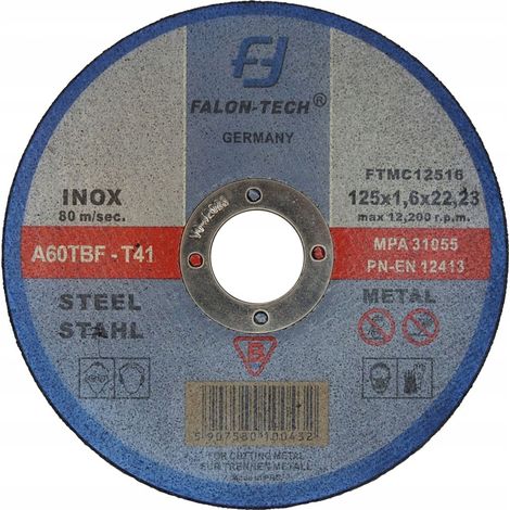 Disco de corte para amoladora angular para acero y metal inoxidable 125 mm 125 x 1,6 mm