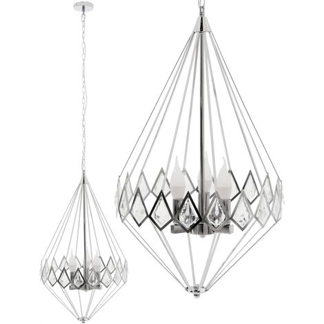 Pendant Lamp TOOLIGHT APP767-3CP Diamond Cristal 3-light points E14 40,5x40,5x69-146cm (1/5)