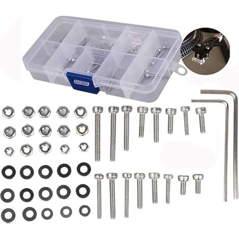 Lot de 50 cartouches universelles de montage de cartouche pour platine : vis à tête hexagonale en acier inoxydable, boulons, écrous, rondelles et clés métalliques – Vis de montage de (1/5)