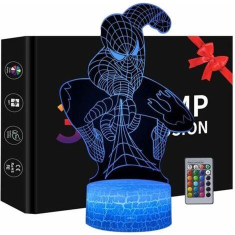 3D-Nachtlicht. Spiderman-Spielzeug für Jungen. 16 Farben mit Fernbedienung.