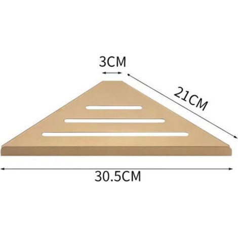 Étagère de douche triangulaire, étagère murale en acier inoxydable 304, cadre d'angle en forme d'éventail, étagère de rangement d'angle pour salle de bain, couleur or. (1/2)