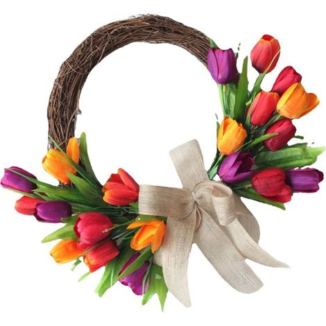 Guirlande Artificielle - 38 cm - Fleur en Plastique Réaliste - Décoration Porte d'Entrée Mur Extérieur Intérieur - 1 Pièce (1/5)