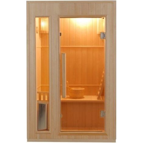 France Sauna – Sauna vapeur 2 places – Dimensions 120x110x190 cm – Poêle électrique 3500W – Structure en épicéa clair du Canada