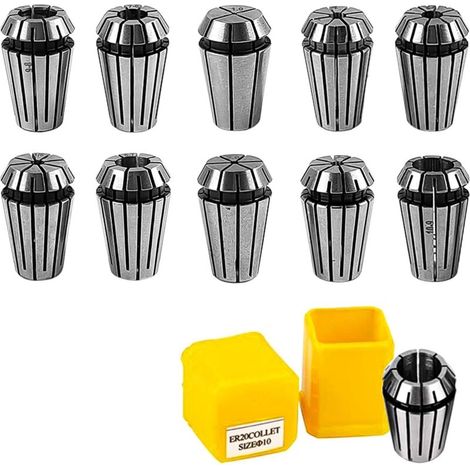 11 Pièces ER16 Pinces de Serrage à Ressort de Précision Kit, Collet de Serrage 1-10 mm, 65Mn Acier Pinces de Serrage, pour Travail CNC, Gravure et Fraisage (1/5)