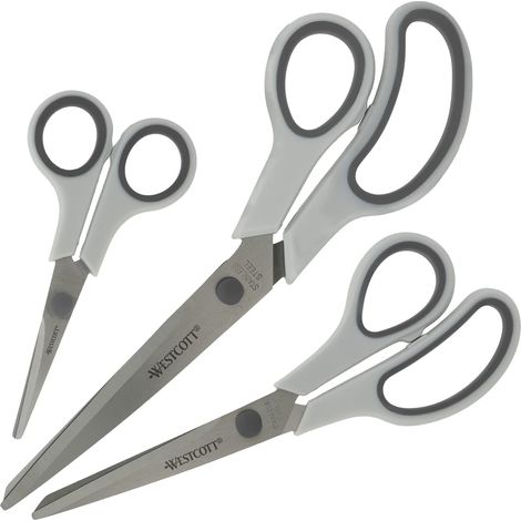 ciseaux 3 pièces gris Set de 3 ciseaux universels avec poignée confort Lame en acier inoxydable extra-tranchante durable Ciseaux pour le ménage le bureau N-90030 00 (1/5)