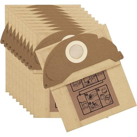 10 Pièces Sacs pour Aspirateur pour Kärcher 6.904-322.0 Sachet Filtre pour MV2, WD2