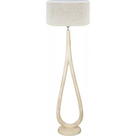 Lampe sur pied en bois naturel design contemporain - bois naturel clair et beige (1/3)