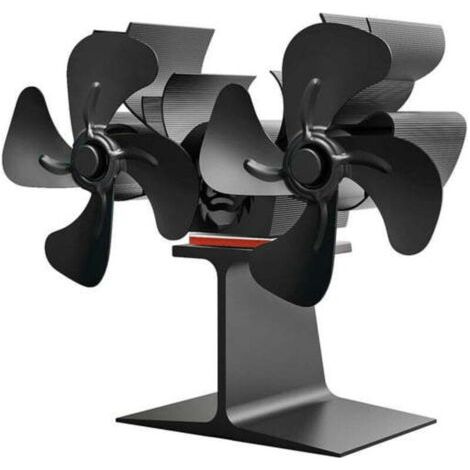 Ventilateur de cheminée, ventilateur thermique à double tête pour poêle à bois, ventilateur de Noël à 8 pales en forme de renne, noir, 20 x 9 x 17 cm (1/5)