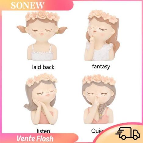 Sonew Pot de planteur de visage Pot de fleurs en résine pour visage, tête mignonne, succulente, pour plantes linge kit (1/5)