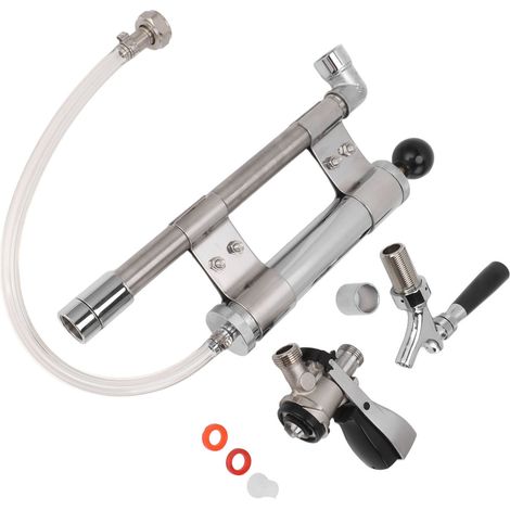 Ensemble de pompe à fût de bière de 8 pouces en acier inoxydable, étanche, distributeur de type D, convertisseur de robinet pour pique-nique, fête ou mariage (1/5)