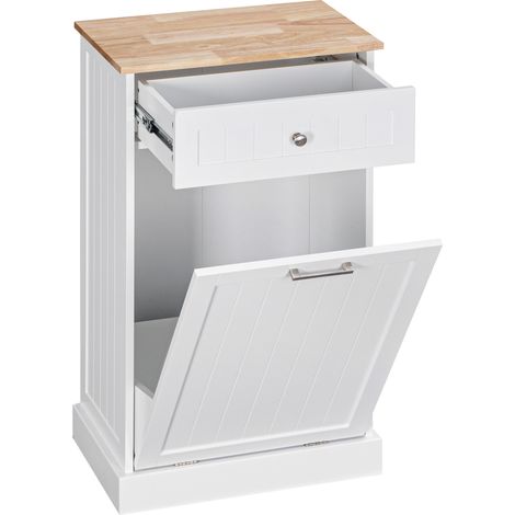 Credenza da Cucina 51x33,5x90 cm con Supporto per Bidoni della Spazzatura da 38 Litri in MDF Bianco (1/5)