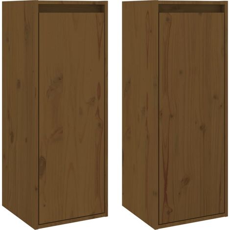 Lot de 2 Armoires murales Salon,Meuble bas de Rangement,Meuble TV Marron miel 30x30x80cm Bois de pin massif -62364 (1/5)