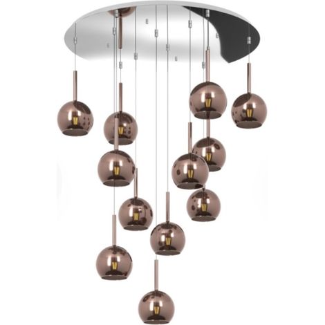 Lampadario moderno top light future 1155cr s12 tp e27 led vetro pirex soffiato, vetro rame (1/5)