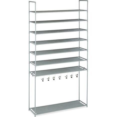Scarpiera a 8 livelli pratica sistemazione corridoio 187 x 99 x 30 cm in acciaio nero 130011399