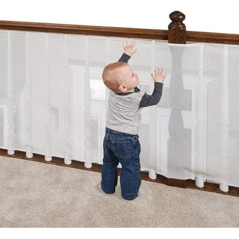 HOXILEELEOFilet de sécurité - Barrière de sécurité pour bébés et animaux - 600 x 79 cm - Robuste - Réglable - Sécurité bébé - Balcon (1/5)