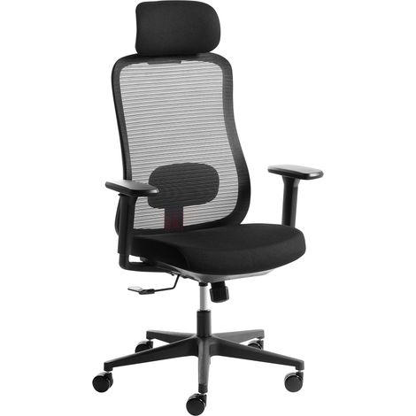 Silla de oficina moderna con base giratoria altura ajustable reposabrazos reposacabezas de malla negro Nemoar (1/5)