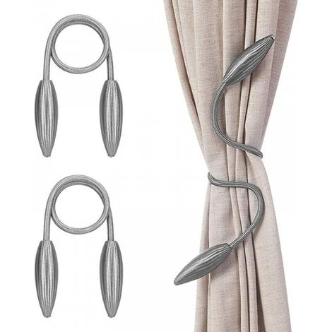 Lot de 2 attaches de rideaux, nœuds créatifs, boucle de rideau, attache de rideau, convient pour rideaux, rideau de porte, décoration d'intérieur, bricolage, gris 52 cm (1/5)