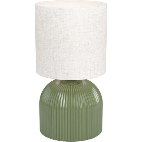 Eglo Tischleuchte Rocosso E14 Ø14 cm grün/leinen Lampen (1/3)