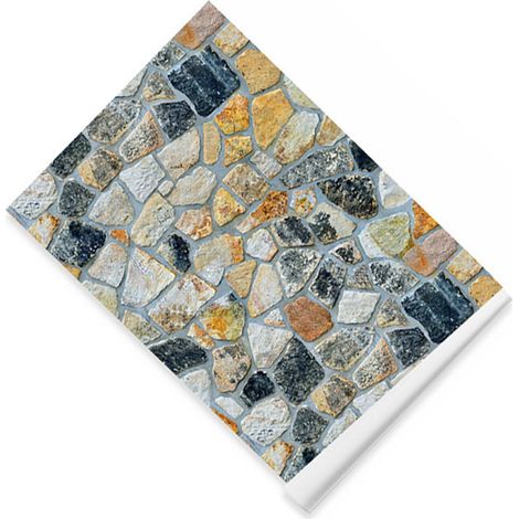 45cm x 10m Papier Peint Imitation Pierre, Autocollant Mural Brique Grain, Motif Roche Coloré (1/5)