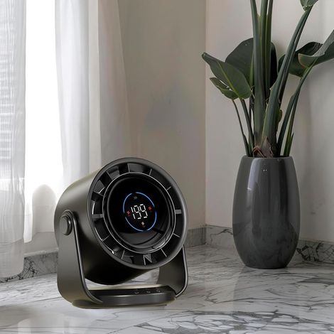 Ventilatore multifunzionale da 4000 mAh con potente display digitale per ufficio, viaggi e uso interno - ABS con texture perfetta - Nero - ALTRO (1/4)