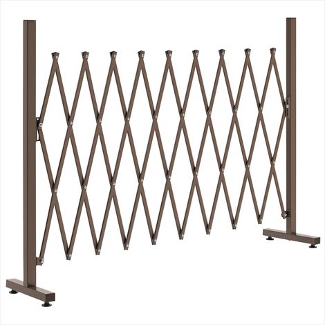 Clôture de jardin extensible rétractable aluminium métal Marron (1/5)