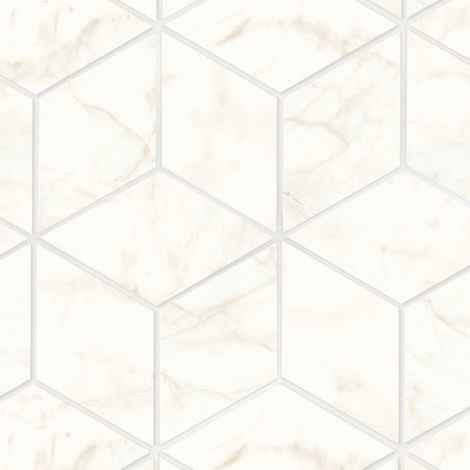 Mosaïque effet Marbre Blanc Calacatta Celeste Hexa Cube 35x30x0,9 cm Mat Faventa - Mur intérieur (vendu par carton de 0,42 m²) - RO'MA CARRELAGE