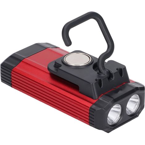 Lampe de travail magnétique multifonction COB rechargeable USB, lampe d'inspection pour le camping et les activités de plein air (rouge) (1/5)