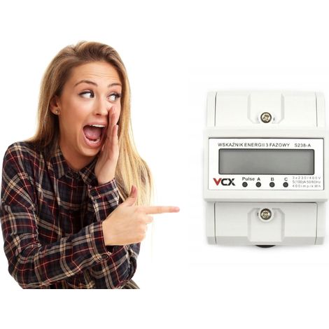Compteur d'énergie triphasé S-238-A - 3x230/400V - Conforme - Mesure directe précise (1/5)