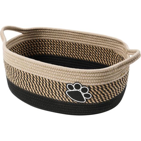 Petit panier tressé pour le rangement panier de rangement en corde avec poignée beige clair.