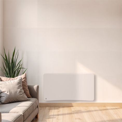 Radiateur électrique fixe à inertie sèche fonte + film avec thermostat interchangeable 1500W Bestherm ALMEA horizontal blanc — vue 2