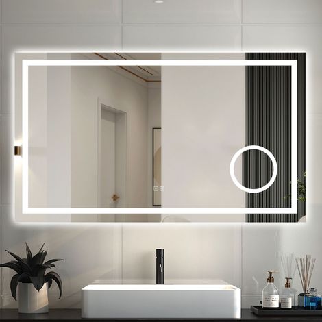 AICA ESPEJO 1600 x 800 mm, espejo con luz tricolor, espejo con función bluetooth, lupa 3x, brillo ajustable , antivaho, función de memoria agapada (1/5)
