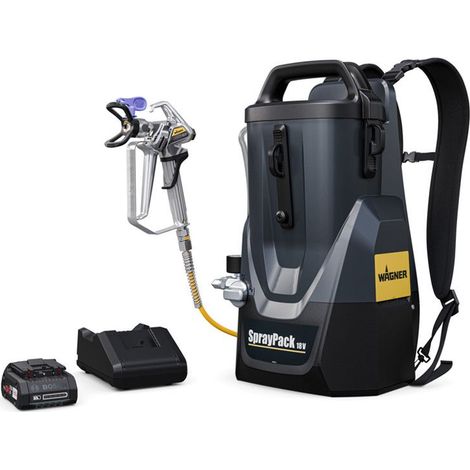 Wagner – Pistolet à peinture sans fil 18V – Batterie 4Ah – Pulvérisation fine pour peinture et vernis – Tuyau 7,5m – Manomètre HEA