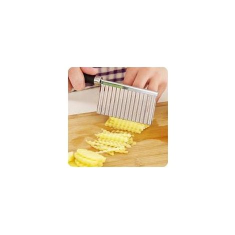 Coupe-frites de pommes de terre accessoires de cuisine en acier inoxydable couteau à vagues lame dentelée hachoir trancheuse de carottes outils de légumes (1/5)
