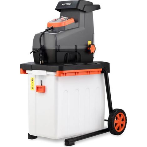 FUXTEC Elektro Gartenhäcksler FX-EGH2800B, Walzenhäcksler 2800W mit Rückwärtslauf, leise 91,7dB(A), 44mm Schnittstärke, 60L Auffangbox, Überlastschutz und Sicherheitsabschaltung