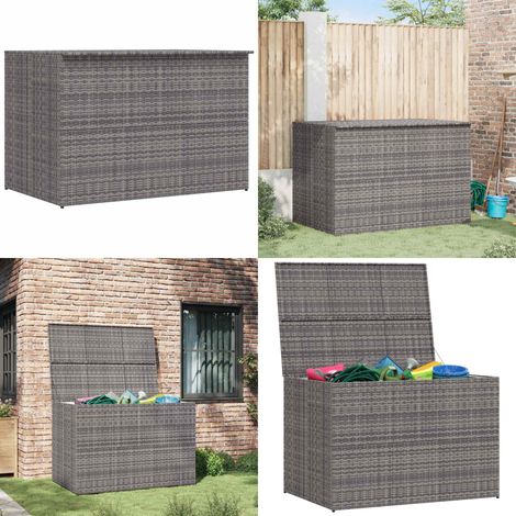 Garden-Auflagenbox Grau 150x100x100 cm Poly Rattan - Gartenbox - Outdoor Möbel - Gartenaufbewahrung - Rattan Gartenmöbel - Wetterfestes Material - Home & Living