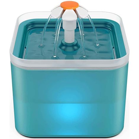 Fontaine à Boisson pour Animaux avec LED, Abreuvoir Automatique Silencieux 2L, Chat et Chien, 3 Cartouches de Filtration au Charbon Actif Incluses (1/4)