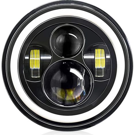 7” Phare Auto Moto LED 4 Modes Phare de Travail H4 LED 140W 14000LM Phare Angel Eyes 6000K Blanc / 3000K Ambré pour 9V-30V Auto Moto Voitures Camion Autobus VUS VTT (1/5)