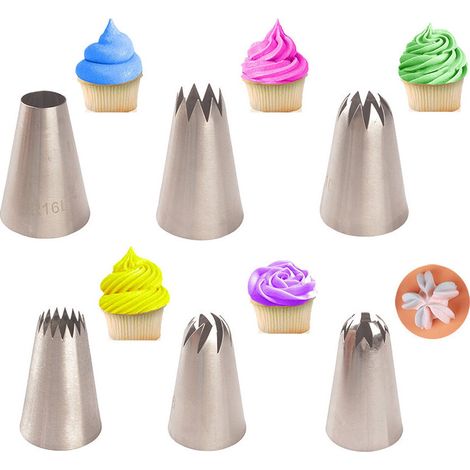 1 Jeu de 6 Grand Douilles Pâtisserie en Acier Inoxydable DIY Kits Décoration de Gâteaux (1/5)