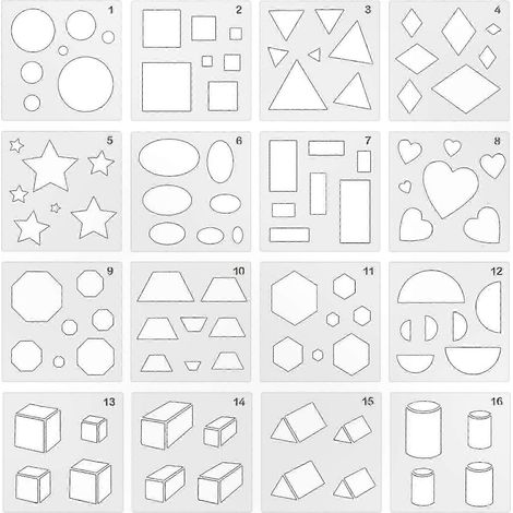 Geometrische Zeichenvorlagen zum Abpausen, Kreativbedarf, perfekt für Kunstprojekte in Schule, Zuhause und Klassenzimmer, Schablonenset, ideales Geschenk. (1/5)
