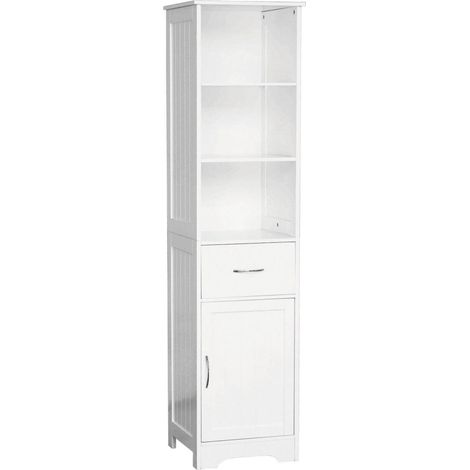 Premier Housewares Shelving Unit Wooden Storage Unit With 5 Compartments White Corner Shelves For Living Room Durable Storage Rack Books Corner Wall Shelf w38 x d40 x h160cm