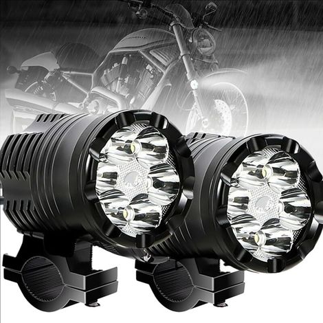 Ratstone Feu Additionnel Moto Led, 2 Pcs, 6000K, Aluminium À Haute Conductivité Thermique, Étanche À L'Eau Et À La Poussière, Compatible Avec La Plupart Des Motos (1/5)