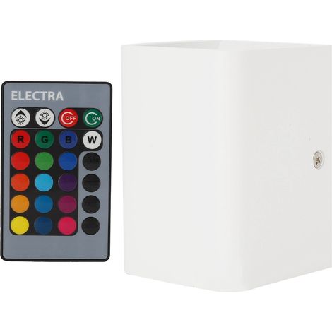 Applique murale RGBW avec télécommande, applique LED 5W en aluminium, corps blanc, convient aux chambres, couloirs et escaliers. (1/5)