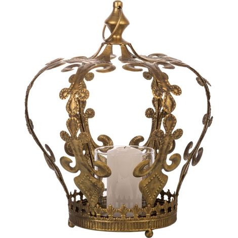 Portavelas de metal dorado 26.5x26.5x33.5