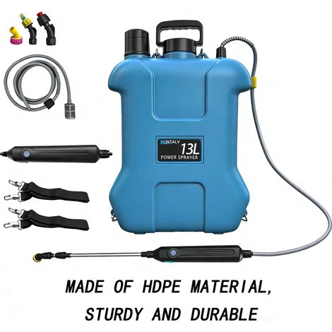 Pulvérisateur électrique sans fil dorsal de 13 litres, pulvérisateur de jardin 3 en 1 à pression réglable, charge rapide USB-C, idéal pour l'arrosage des fleurs et la pulvérisation de pesticides. (1/5)