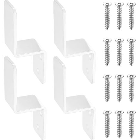 4 Pcs Supports de Serrure de Porte, Supports de Barricade de Porte 2x4, Supports d'Angle en Z en Métal, Supports de Verrouillage de Porte pour Planches 2x4 Porte de Garage Atelier, Blanc (1/5)